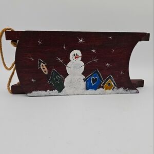 Hand-Painted Wooden Sled Wall Decor